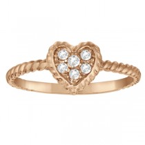 Pave Diamond Cluster Heart Shaped Ring 14K Rose Gold (0.12ct)