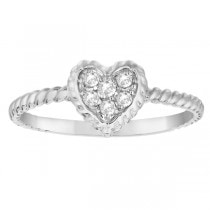 Pave Diamond Cluster Heart Shaped Ring 14K White Gold (0.12ct)