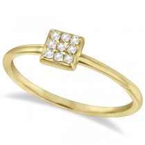 Pave Set Square Diamond Cluster Ring 14K Yellow Gold (0.08ct)