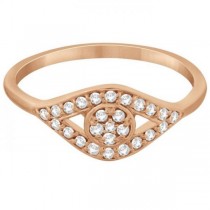Traditional Evil Eye Diamond Ring Pave Set in 14k Rose Gold (0.20ct)