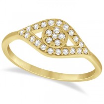 Traditional Evil Eye Diamond Ring Pave Set in 14k Yellow Gold (0.20ct)