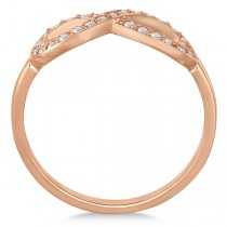 Pave Set Diamond Infinity Loop Ring in 14k Rose Gold (0.25 ct)