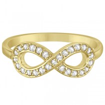 Pave Set Diamond Infinity Loop Ring in 14k Yellow Gold (0.25 ct)