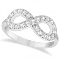 Twisted Diamond Infinity Ring Pave Set in 14k White Gold (0.50ct)