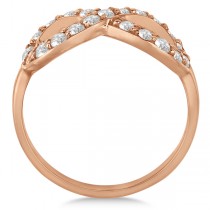 Pave Set Diamond Infinity Loop Ring in 14k Rose Gold (0.65 ct)