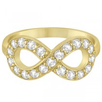 Pave Set Diamond Infinity Loop Ring in 14k Yellow Gold (0.65 ct)