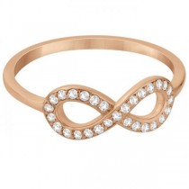 Twisted Diamond Infinity Ring Pave Set in 14k Rose Gold (0.15ct)