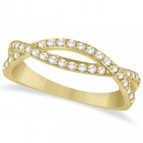 Pave Set Diamond Twisted Infinity Band in 14k Yellow Gold (0.32 carat)