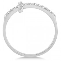 Modern Sideways Diamond Cross Fashion Ring in 14k White Gold (0.20ct)