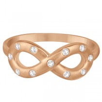 Burnished Set Diamond Infinity Fashion Ring in 14k Rose Gold 0.11ct