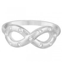 Burnished Set Diamond Infinity Fashion Ring in 14k White Gold 0.11ct