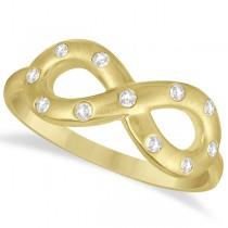Burnished Set Diamond Infinity Fashion Ring in 14k Yellow Gold 0.11ct