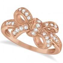 Pave Set Diamond Bow Tie Fashion Ring in 14k Rose Gold (0.26 ct)