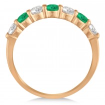 Diamond & Emerald 7 Stone Wedding Band 14k Rose Gold (1.00ct)