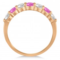 Diamond & Pink Sapphire 7 Stone Wedding Band 14k Rose Gold (1.00ct)