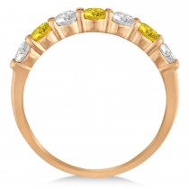 Diamond & Yellow Sapphire 7 Stone Wedding Band 14k Rose Gold (1.00ct)