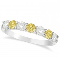 White & Yellow Diamond 7 Stone Wedding Band 14k White Gold (1.00ct)