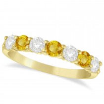 Diamond& Yellow Sapphire 7 Stone Wedding Band 14k Yellow Gold (1.00ct)