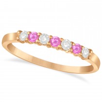 Diamond & Pink Sapphire 7 Stone Wedding Band 14k Rose Gold (0.26ct)