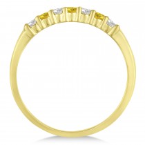 Diamond& Yellow Sapphire 7 Stone Wedding Band 14k Yellow Gold (0.26ct)