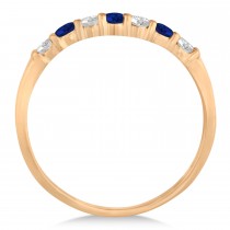 Diamond & Blue Sapphire 7 Stone Wedding Band 14k Rose Gold (0.34ct)