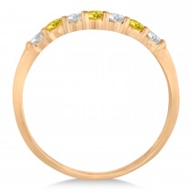 Diamond & Yellow Sapphire 7 Stone Wedding Band 14k Rose Gold (0.34ct)