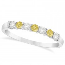 White & Yellow Diamond 7 Stone Wedding Band 14k White Gold (0.34ct)
