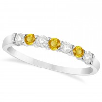 Diamond & Yellow Sapphire 7 Stone Wedding Band 14k White Gold (0.34ct)