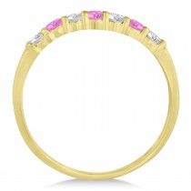 Diamond & Pink Sapphire 7 Stone Wedding Band 14k Yellow Gold (0.34ct)