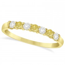 White & Yellow Diamond 7 Stone Wedding Band 14k Yellow Gold (0.34ct)