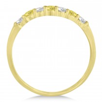 White & Yellow Diamond 7 Stone Wedding Band 14k Yellow Gold (0.34ct)