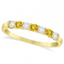 Diamond& Yellow Sapphire 7 Stone Wedding Band 14k Yellow Gold (0.34ct)