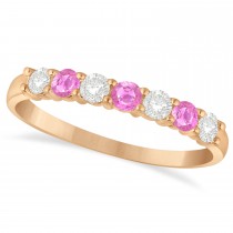 Diamond & Pink Sapphire 7 Stone Wedding Band 14k Rose Gold (0.50ct)