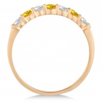 Diamond & Yellow Sapphire 7 Stone Wedding Band 14k Rose Gold (0.50ct)
