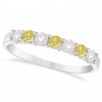 White & Yellow Diamond 7 Stone Wedding Band 14k White Gold (0.50ct)