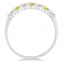 White & Yellow Diamond 7 Stone Wedding Band 14k White Gold (0.50ct)