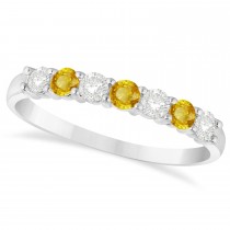 Diamond & Yellow Sapphire 7 Stone Wedding Band 14k White Gold (0.50ct)