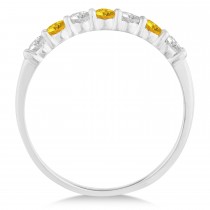 Diamond & Yellow Sapphire 7 Stone Wedding Band 14k White Gold (0.50ct)