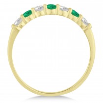 Diamond & Emerald 7 Stone Wedding Band 14k Yellow Gold (0.50ct)