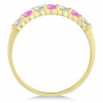 Diamond & Pink Sapphire 7 Stone Wedding Band 14k Yellow Gold (0.50ct)