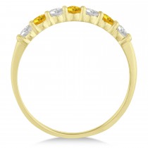 Diamond& Yellow Sapphire 7 Stone Wedding Band 14k Yellow Gold (0.50ct)