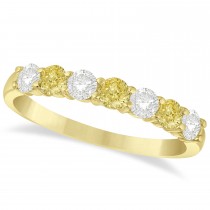 White & Yellow Diamond 7 Stone Wedding Band 14k Yellow Gold (0.75ct)