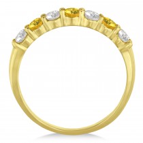 Diamond& Yellow Sapphire 7 Stone Wedding Band 14k Yellow Gold (0.75ct)