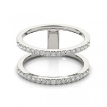 Double Open Circle Abstract Diamond Ring Band 14k White Gold 0.40ct