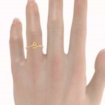 Diamond & Citrine Religious Cross Twisted Ring 14k Rose Gold (0.10ct)