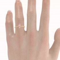 Diamond & Pink Sapphire Religious Cross Twisted Ring 14k Rose Gold (0.10ct)