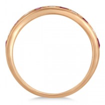 Channel Set Ruby & Diamond Ring Band in 14k Rose Gold 0.79ctw