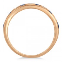 Channel Set Blue Sapphire & Diamond Ring 14k Rose Gold 0.79ctw