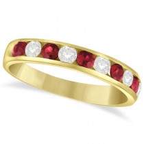 Channel Set Ruby & Diamond Ring Band in 14k Yellow Gold 0.79ctw
