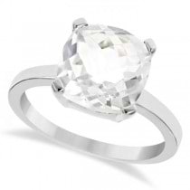 Cushion Solitaire Crystal Quartz Ring Sterling Silver (3.70ct)